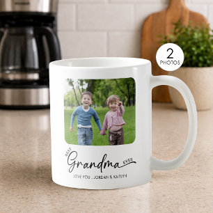 Best Grandma Ever Modern Script 1 or 2 Photos Coffee Mug