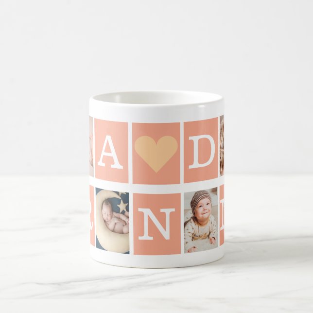  Best grandma Ever Modern Script 4 Photo Collage  Coffee Mug (Center)