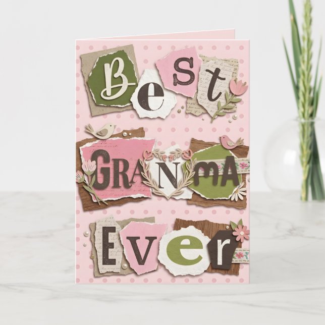 Best Grandma Ever Mother's Day Scrapbook Photo Card (Front)