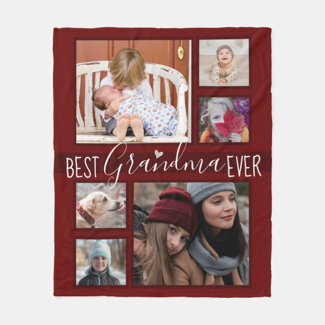 Best Grandma Ever Multi Photo Fleece Blanket (Front)
