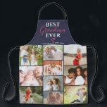 Best grandma ever navy blue 10 photo collage grid apron<br><div class="desc">Best grandma ever script,  add 10 photos collage grid on editable navy blue</div>