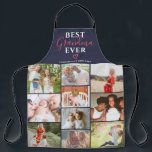 Best grandma ever navy blue 10 photo collage grid apron<br><div class="desc">Best grandma ever script,  add 10 photos collage grid on editable navy blue</div>