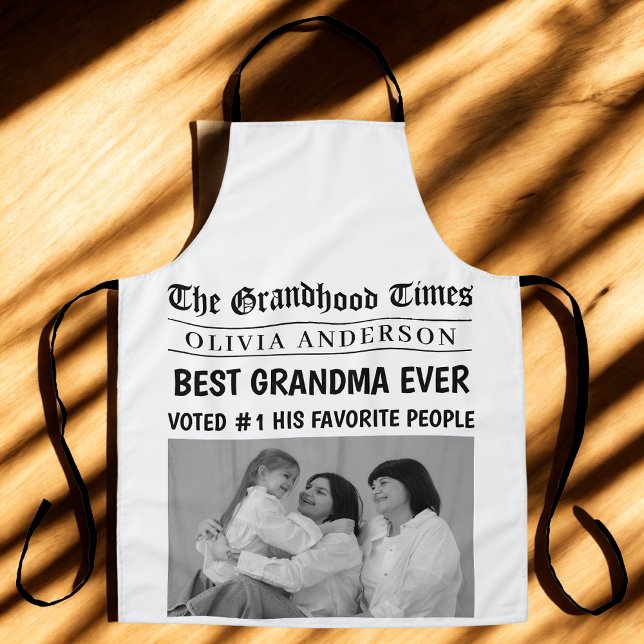 Best Grandma Ever Personalised Newspaper Headline  Apron (Creator Uploaded)
