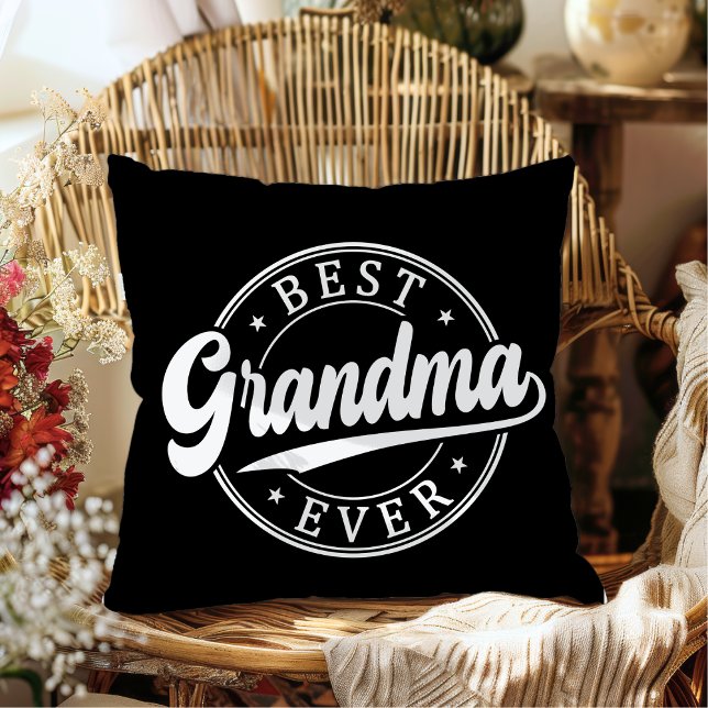 Best Grandma Ever Personalised Photo and Name Cushion (Best Grandma Ever Black and White Photo Pillow Gift from Grandkids)