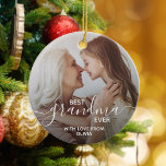 Best Grandma Ever Personalised Photo Ceramic Ornament<br><div class="desc">Gift the best grandma ever a custom ornament this holiday season. Create your own personalised Christmas ornament including your own photo and message.</div>