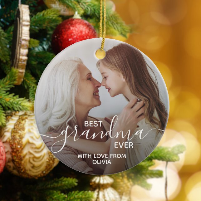 Best Grandma Ever Personalised Photo Ceramic Ornament (Creator Uploaded)