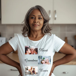 Best Grandma Ever Personalized 3 Photo Collage T-Shirt