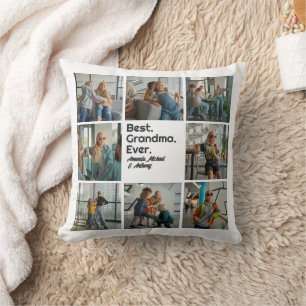 Best Grandma Ever Personalized Photo Collage Cushion