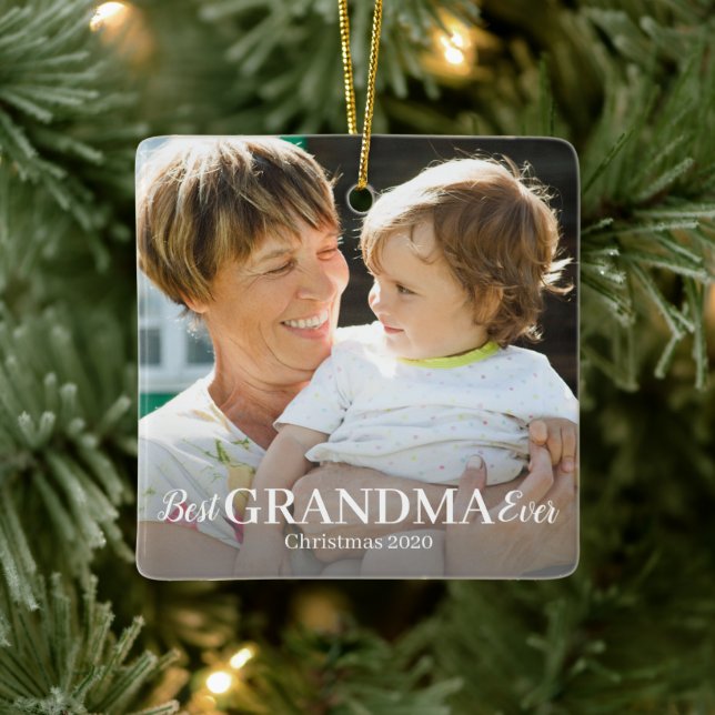 Best GRANDMA Ever Photo Ceramic Ornament (Tree)