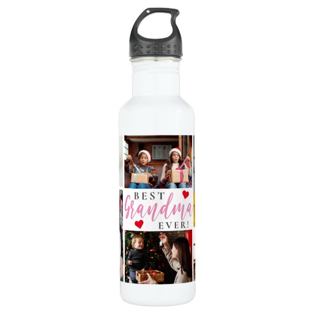 Best Grandma Ever Photo Collage 710 Ml Water Bottle (Front)