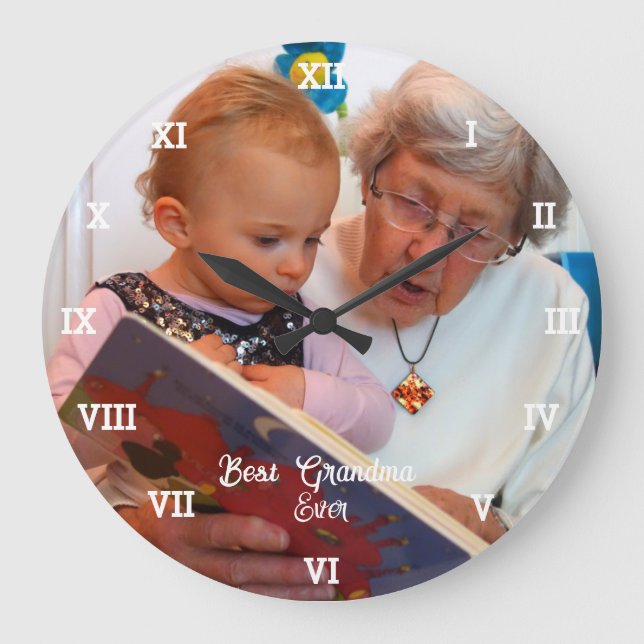 Best Grandma Ever Photo Collage Create Your Own  Large Clock (Front)