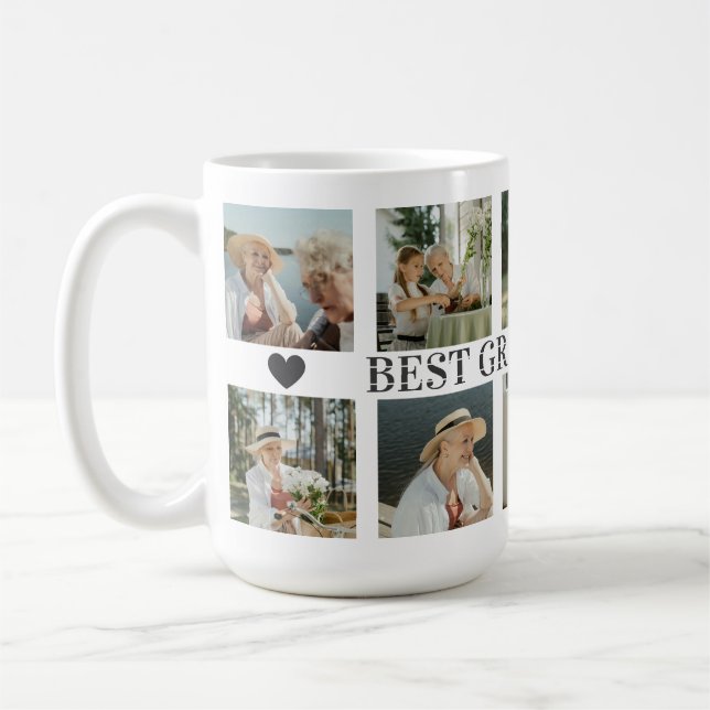 Best Grandma Ever Photo Collage – Gift with Hearts Coffee Mug (Left)