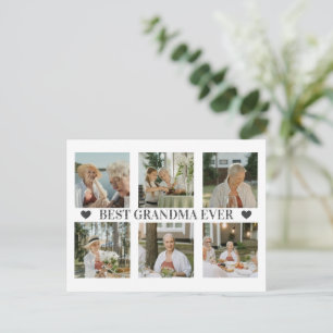 Best Grandma Ever Photo Collage – Gift with Hearts Holiday Postcard