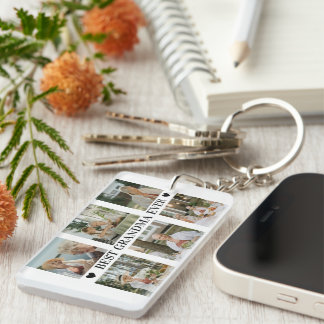 Best Grandma Ever Photo Collage – Gift with Hearts Key Ring