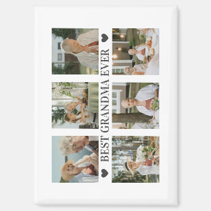 Best Grandma Ever Photo Collage – Gift with Hearts Magnet