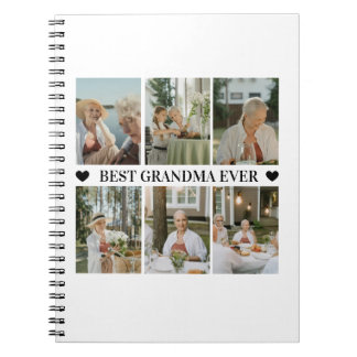 Best Grandma Ever Photo Collage – Gift with Hearts Notebook