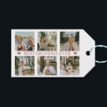 Best Grandma Ever Photo Collage – Gift with Hearts Tags<br><div class="desc">Add a heartfelt finishing touch to any present with this personalized photo collage gift tag. Featuring your custom photos arranged in a loving collage and the message “Best Grandma Ever” centered with two heart accents, this tag instantly turns any gift into a keepsake. Perfect for gifts for Grandma, Nana, or...</div>