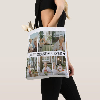 Best Grandma Ever Photo Collage – Gift with Hearts Tote Bag