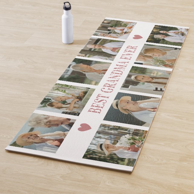 Best Grandma Ever Photo Collage – Gift with Hearts Yoga Mat (In Situ)
