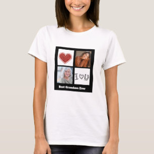 Best Grandma Ever Photo collage heart  T-Shirt