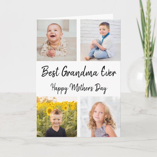 Best Grandma Ever Photo Collage Mother's Day Card (Front)