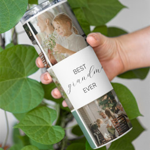 Best Grandma Ever Photo Collage Teal Thermal Tumbler