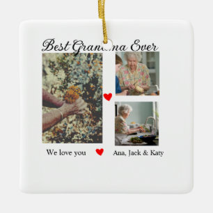 Best Grandma ever photo collage we love you name Ceramic Ornament