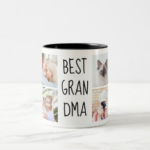 Best Grandma Ever Photo Grid Handwritten Text Two-Tone Coffee Mug
