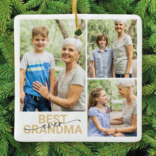 Best Grandma Ever Photo Keepsake Ceramic Ornament (Creator Uploaded)