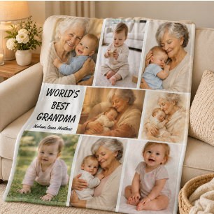 Best Grandma Ever Photo Personalised Grandparent Fleece Blanket