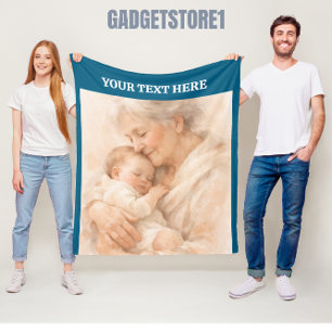 Best Grandma Ever Photo   Personalized Grandparent Fleece Blanket