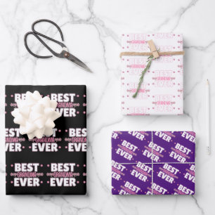 Best Grandma Ever - Pink Cherry Blossoms Wrapping Paper Sheet