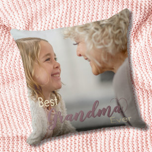 Best Grandma Ever Pink Heart Throw Pillow