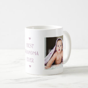Best Grandma Ever Purple Modern Two Photo Coffee Mug