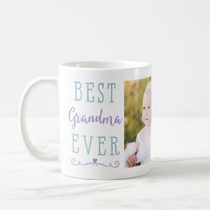 Best Grandma Ever Purple Teal Custom Photo Coffee Mug