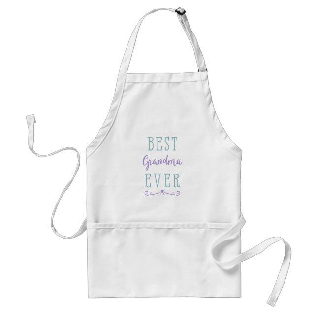 Best Grandma Ever Purple Teal Custom Photo Standard Apron (Front)