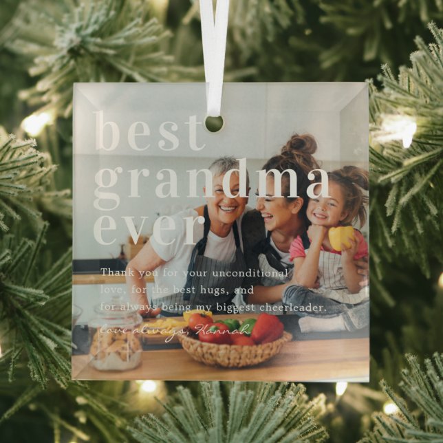 Best Grandma Ever | Quote & Photo Gift Glass Tree Decoration (Insitu)