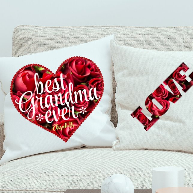 Best Grandma Ever Red Heart Keepsake Mothers Day Cushion (Creator Uploaded)