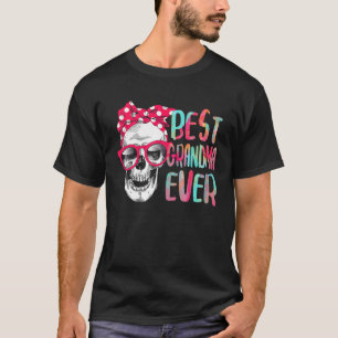 Best Grandma Ever Skull Pink Bow Tie Mother's Day T-Shirt