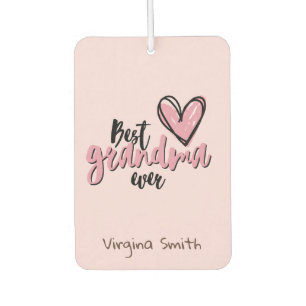 'Best Grandma Ever' Soft Pink Rose Birthday Gift Car Air Freshener