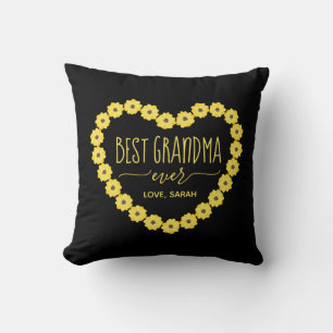 Best Grandma Ever Sunflower Heart Personalised   Cushion