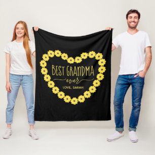 Best Grandma Ever Sunflower Heart Personalised  Fleece Blanket