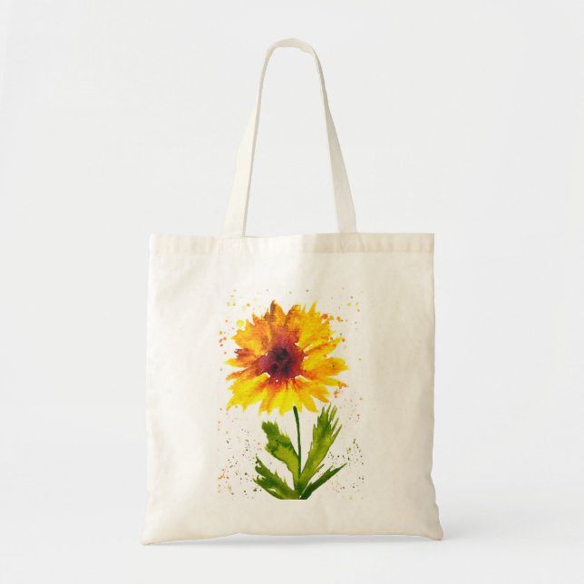 Best grandma ever sunflowers flowers watercolor tote bag (Front)