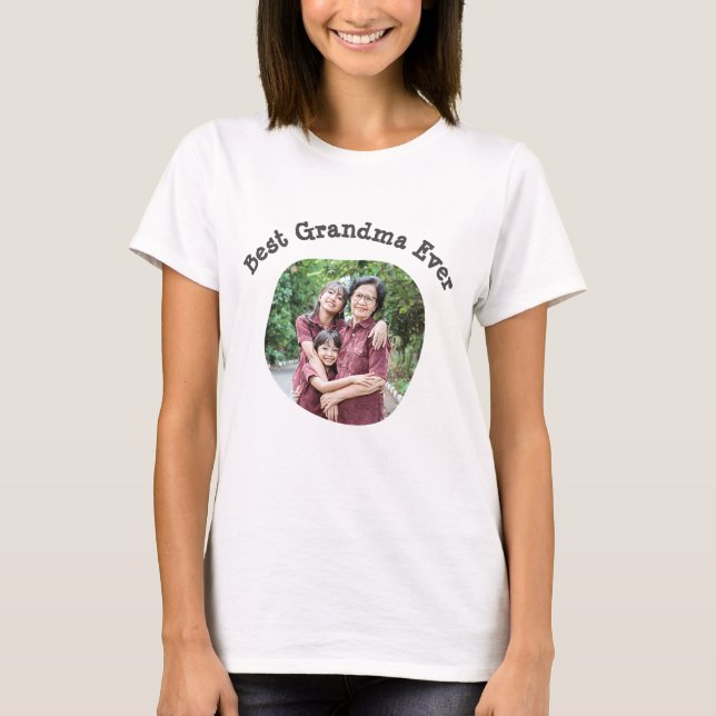 Best Grandma Ever upload your square family photo T-Shirt (Front)