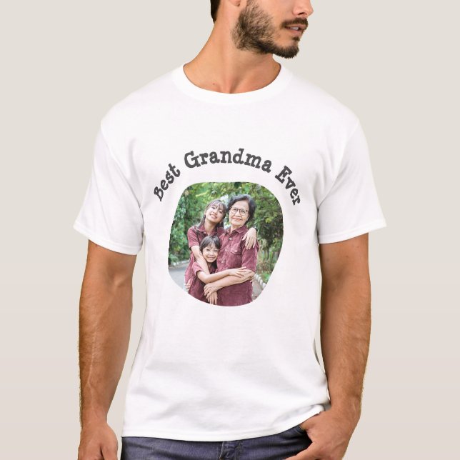 Best Grandma Ever upload your square family photo T-Shirt (Front)