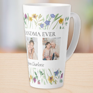 Best Grandma Ever Wildflower Photo Latte Mug
