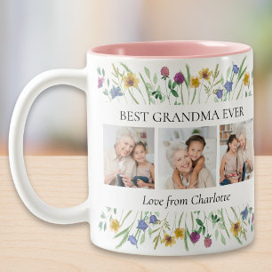 Best Grandma Ever Wildflower Photo Two-Tone Coffee Mug