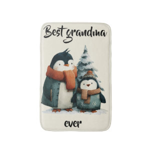 Best Grandma Ever Winter Penguins Bath Mat