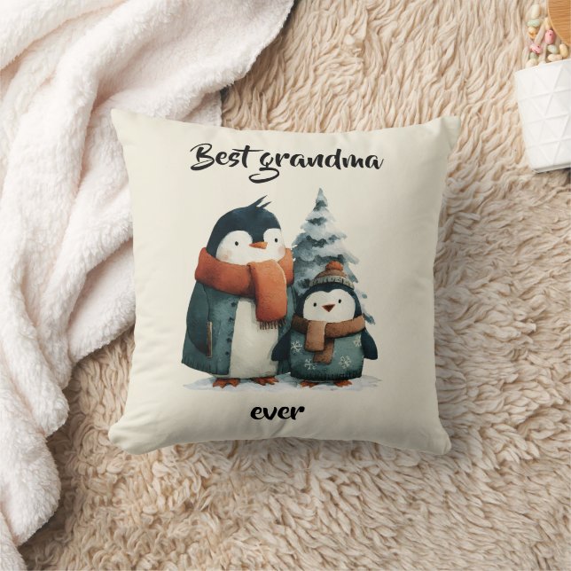 Best Grandma Ever Winter Penguins Cushion (Blanket)