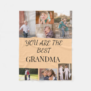 Best Grandma Family Photo Collage Fleece Blanket